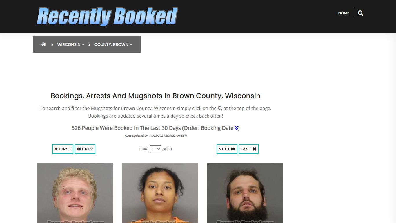 Bookings, Arrests and Mugshots in Brown County, Wisconsin - Recently Booked